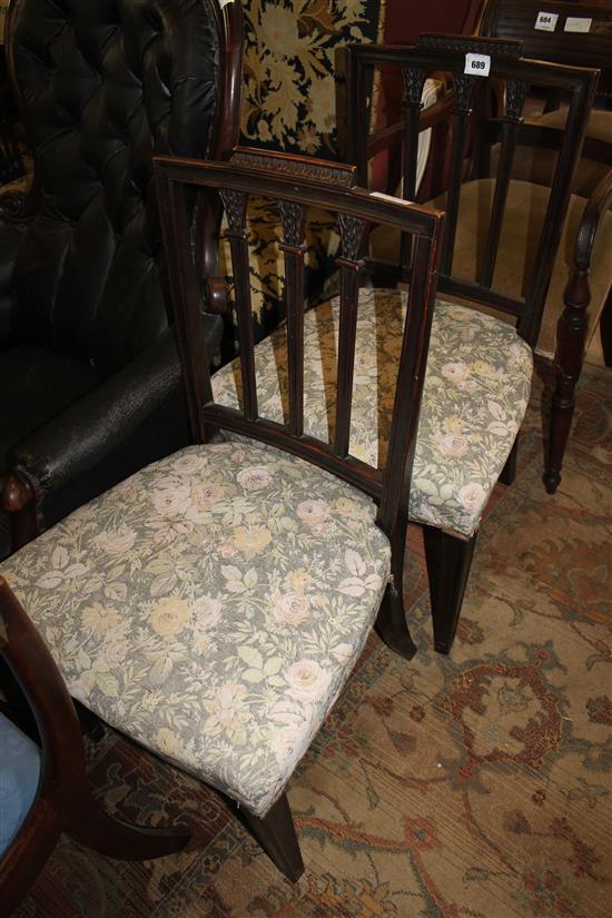 Pair Repro Sheraton style dining chairs